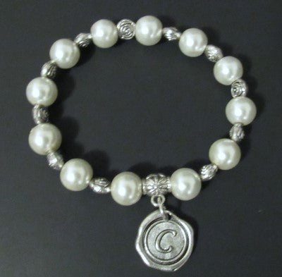 Initial Bracelet - Large Pearls (10mm)