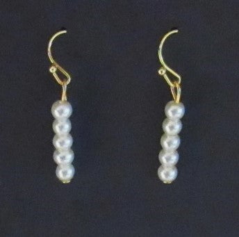 Pearl Earrings 5 Glass Beads Gold
